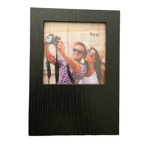 Set of‎ 2 Black Wood 4x4 Box Photo Frames Room Essentials Modern Minimalist